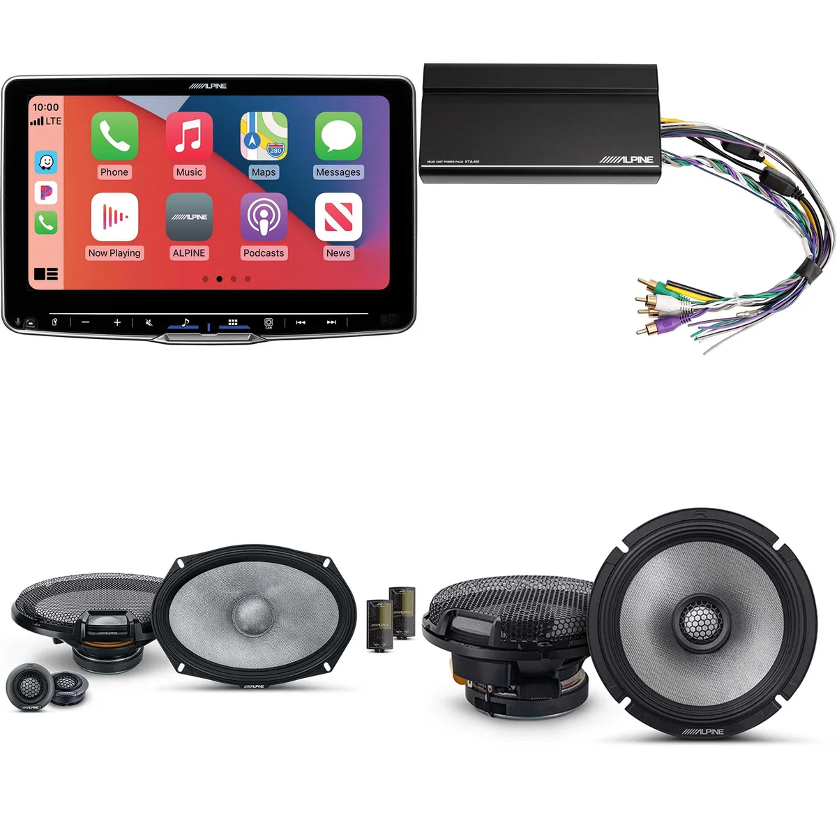 Alpine Alpine ILX-F509 Halo9 9" Receiver Bundle w/ R2-S69C 6x9" Comp &amp; R2-S65 6.5" Coaxial &amp; KTA-450 Power Pack — product photo