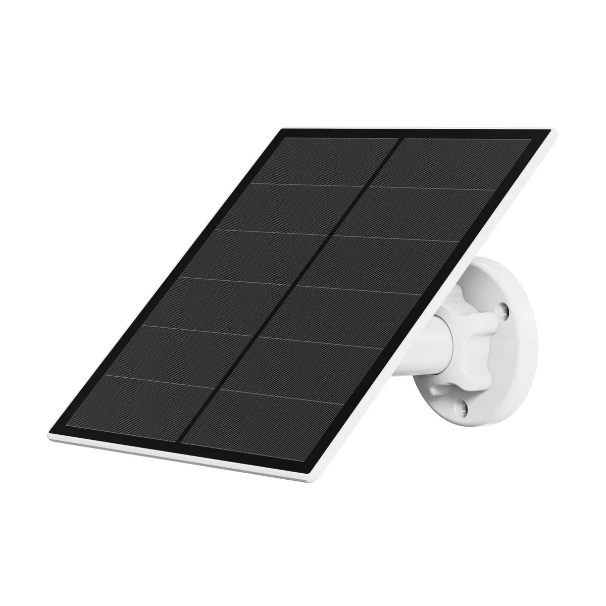 Rectangular 5W solar panel with 360° wall bracket, matte dark cells, IP65 rated, 9.8ft cable