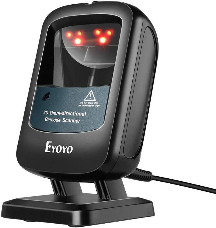 Eyoyo Eyoyo 2D Hands-Free Barcode Scanner Omnidirectional USB Wired Desktop Reader 1D 2D PDF417 Data Matrix — product photo