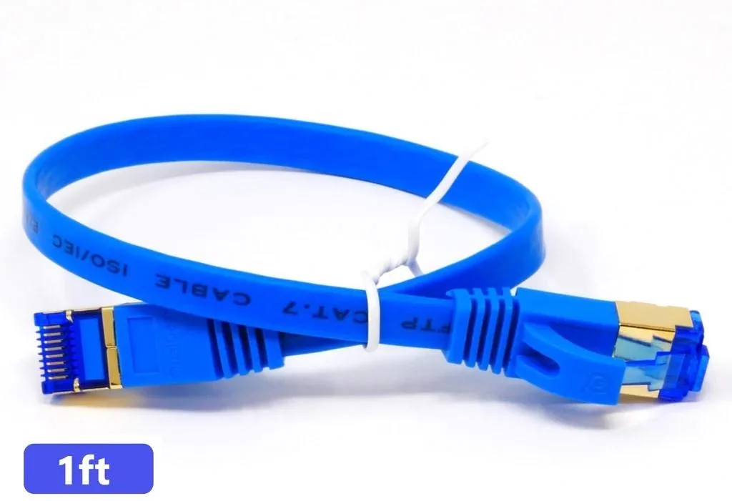 QualGear QualGear QG-CAT7R-1FT-BLK Cat 7 Flat Ethernet Cable 1 ft Blue — product photo