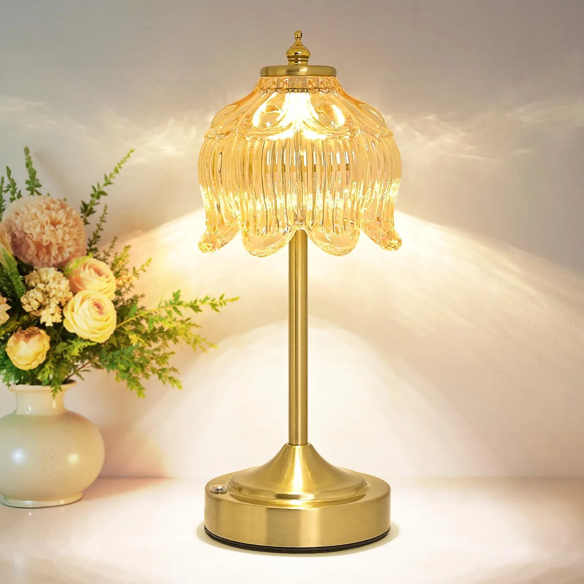  Crkwos Crkwos-2651 Cordless Lotus Flower Table Lamp 5200mAh 3-Color Dimmable Touch Control 11.5in — product photo