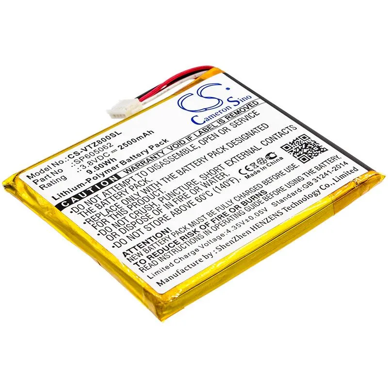 Rectangular replacement battery with silver label and connector for VTech KidiBuzz