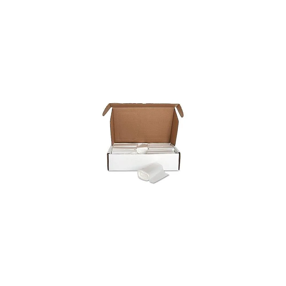 Box of 1000 translucent 24x24 inch high-density can liners on coreless roll