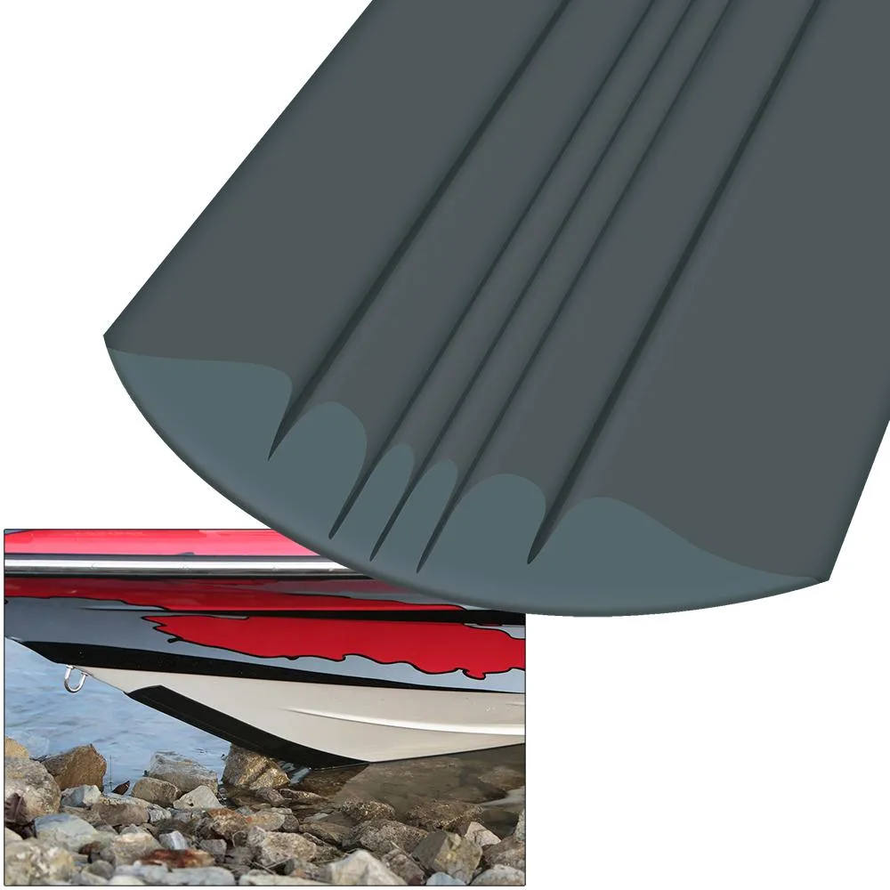 Charcoal 7-foot keel protector strip, flexible polymer with angled grooves
