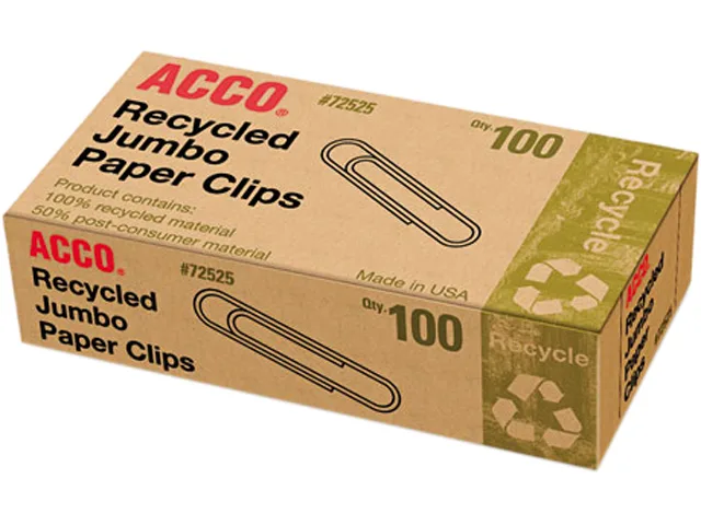 ACCO ACCO 72525 Jumbo Paper Clips 100/Box 10 Boxes/Pack — product photo