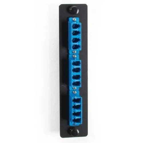 Black Box fiber adapter panel, blue, six LC duplex ports