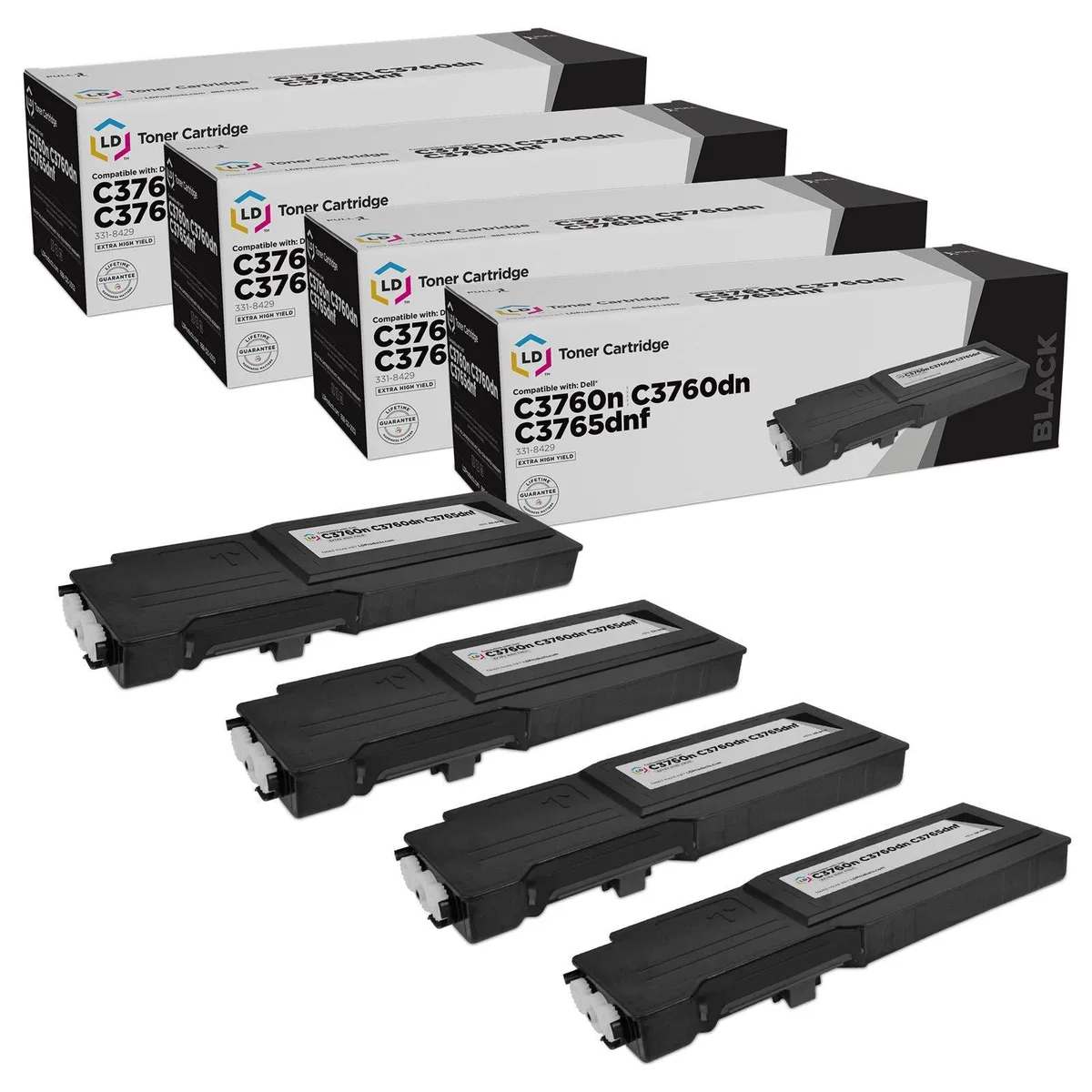 LD Products LD Products Compatible Toner Cartridge 331-8429 W8D60 Extra High Yield Black 4-Pack — product photo