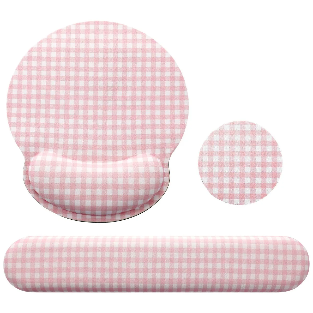  Tellegloww QMF-Tellegloww-2435 Wrist Rest Set Pink Gingham Checkered — product photo