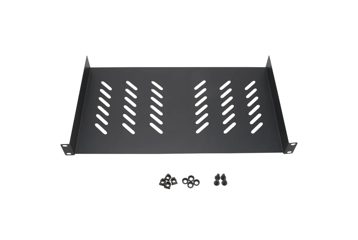Cables Direct Online Cables Direct Online Universal Vented 1U 19" Rack Mount Shelf 10" (250mm) Deep, No Lip — product photo