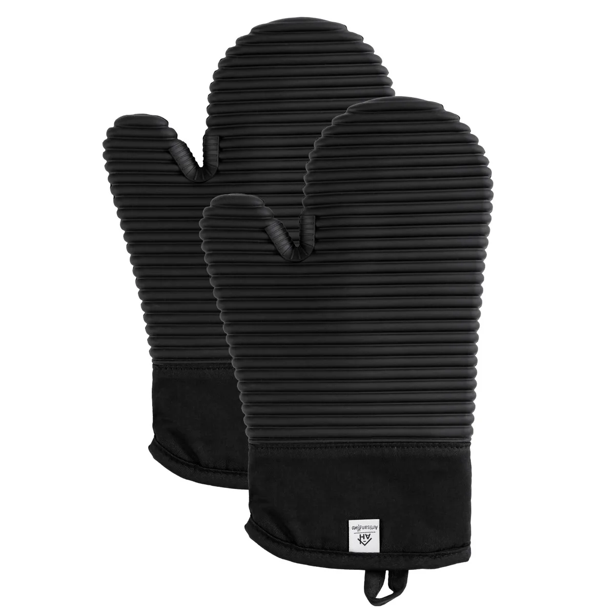 AH Artisan Home Silicone Oven Mitts 500°F 2-Piece Black — product photo