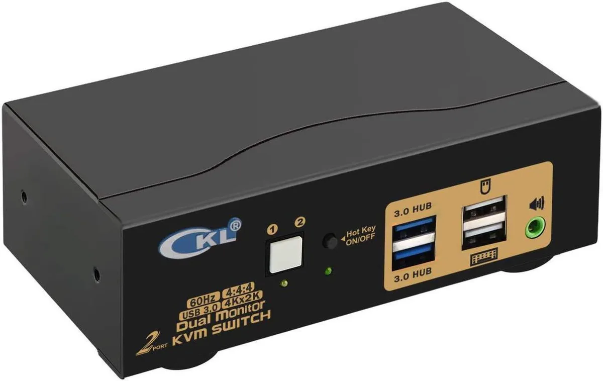 Vszerda Vszerda USB 3.0 HDMI KVM Switch Dual Monitor 2 Port 4K 60Hz — product photo