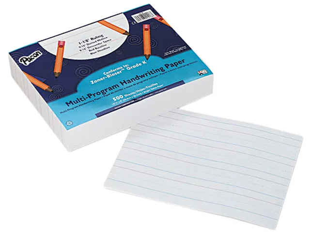 Pack of 500 white handwriting sheets ruled both sides