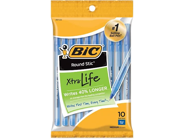 BIC BIC GSMP101BE Round Stic Ballpoint Pens Blue 10-pack — product photo