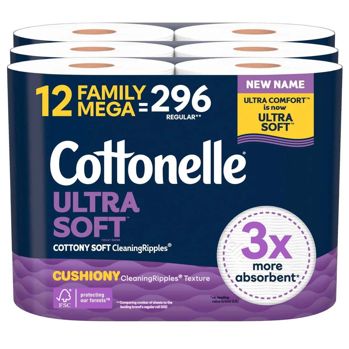  Toilet Paper 12 Mega Rolls 296 Sheets — product photo