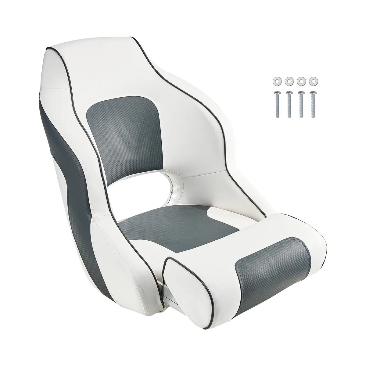 VEVOR VEVOR Boat Seat High Backrest Flip Up Captain Bucket White Grey AD75575 — product photo