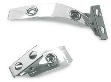 Clear plastic ID badge strap clips, pack of 25