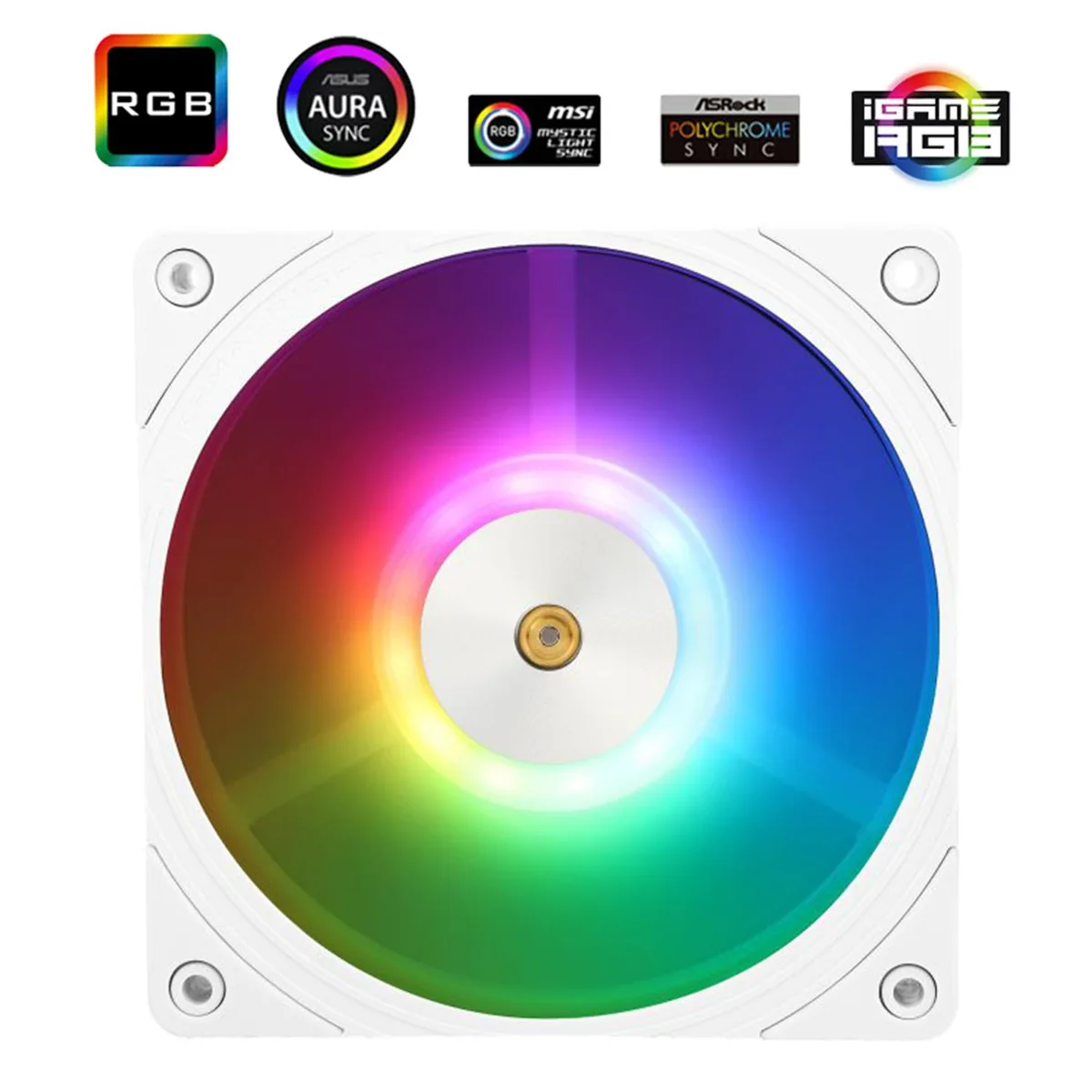 Corn Electronics Corn Electronics 120 mm PWM Case Fan White ARGB 2150 RPM 69 CFM — product photo