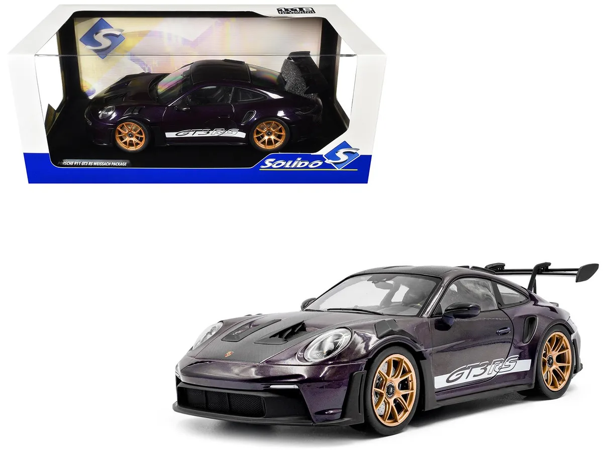 Solido Solido 2024 Porsche 911 GT3 RS Weissach Viola Purple Metallic 1/18 Diecast hobby collectible — product photo