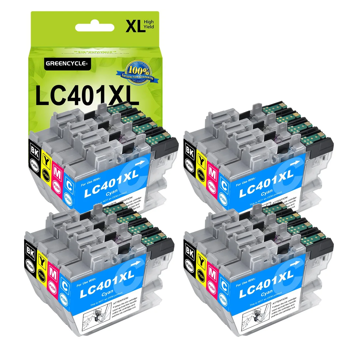 GREENCYCLE GREENCYCLE LC401XL Ink Cartridges 16 Pack Black/Cyan/Magenta/Yellow — product photo