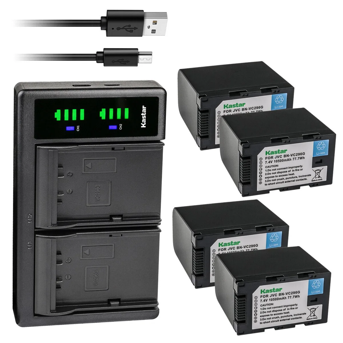 Kastar Kastar BN-VC296G 4-Pack Battery &amp; LTD2 USB Charger — product photo