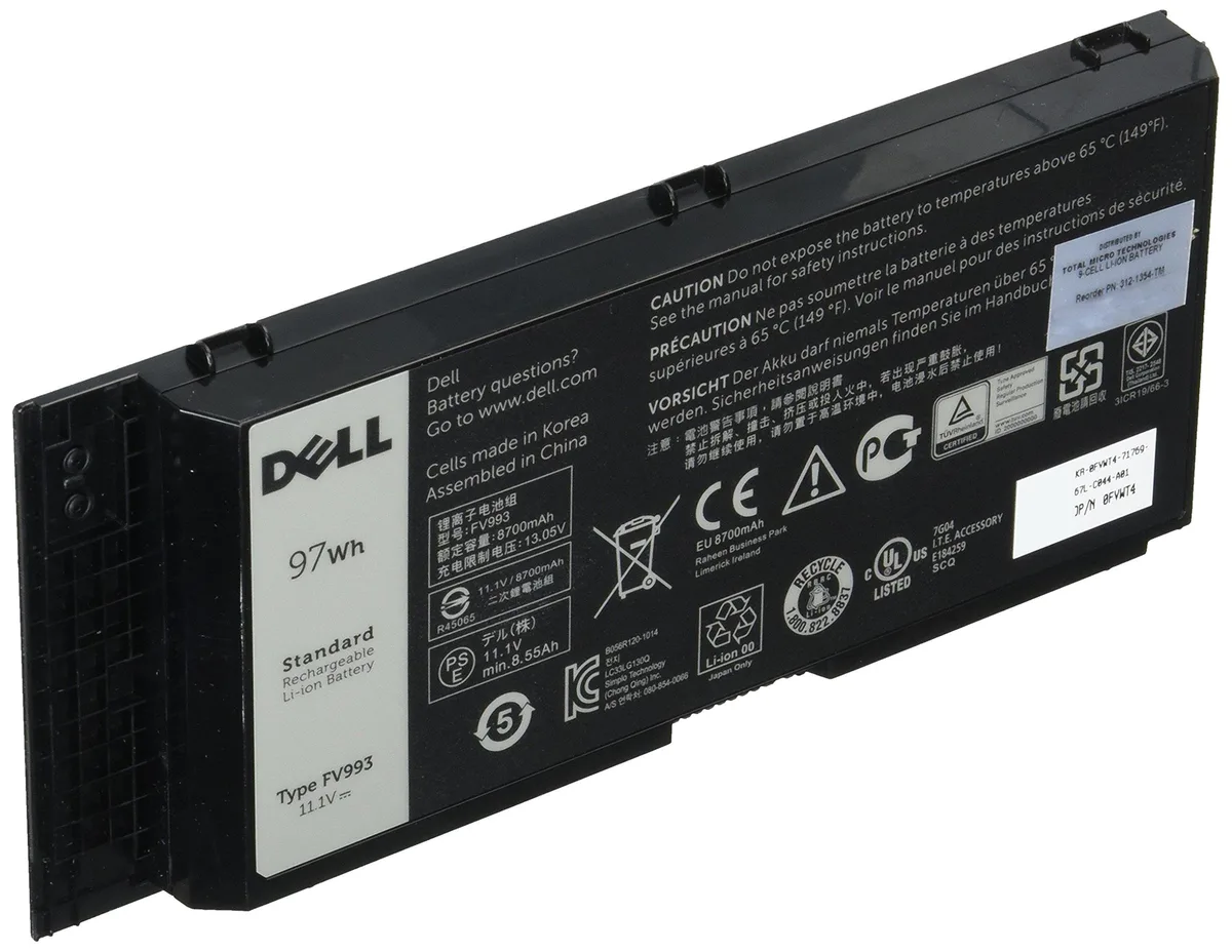 Total Micro Technologies Total Micro Technologies 312-1354-TM 8700mAh 9-cell battery Dell Precision M4700 M6700 — product photo