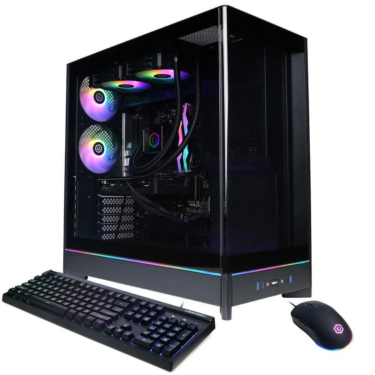 CyberpowerPC CyberpowerPC Gamer Supreme Gaming PC, Ryzen 7 9700X, 32GB DDR5, 2TB NVMe, Radeon RX 9060 XT 16GB, Black — product photo