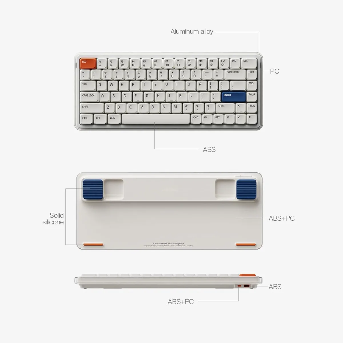 TUKO TUKO O2 75% Wireless Mechanical Keyboard PBT Keycaps Bluetooth 5.0 2.4GHz 2500mAh — product photo