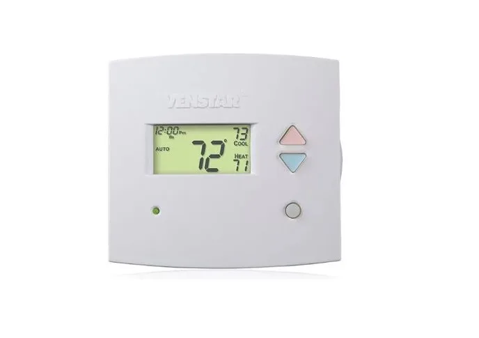 White rectangular digital thermostat with LCD screen and buttons model 1700