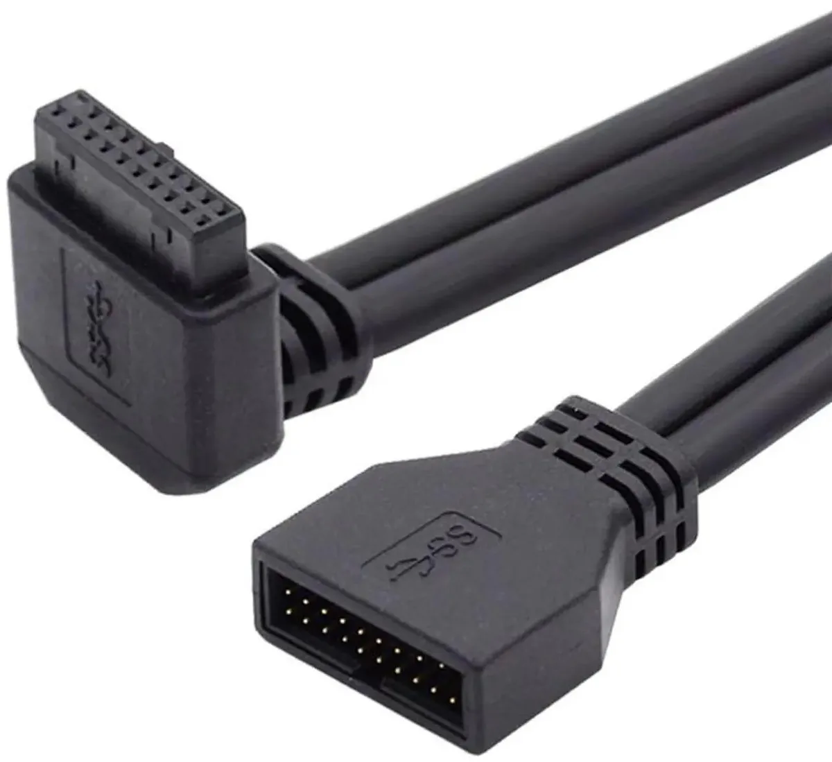 SMUGDESK SMUGDESK 90 Degree Down Angled USB 3.0 20Pin/19Pin Male to Female Extension Cable — product photo