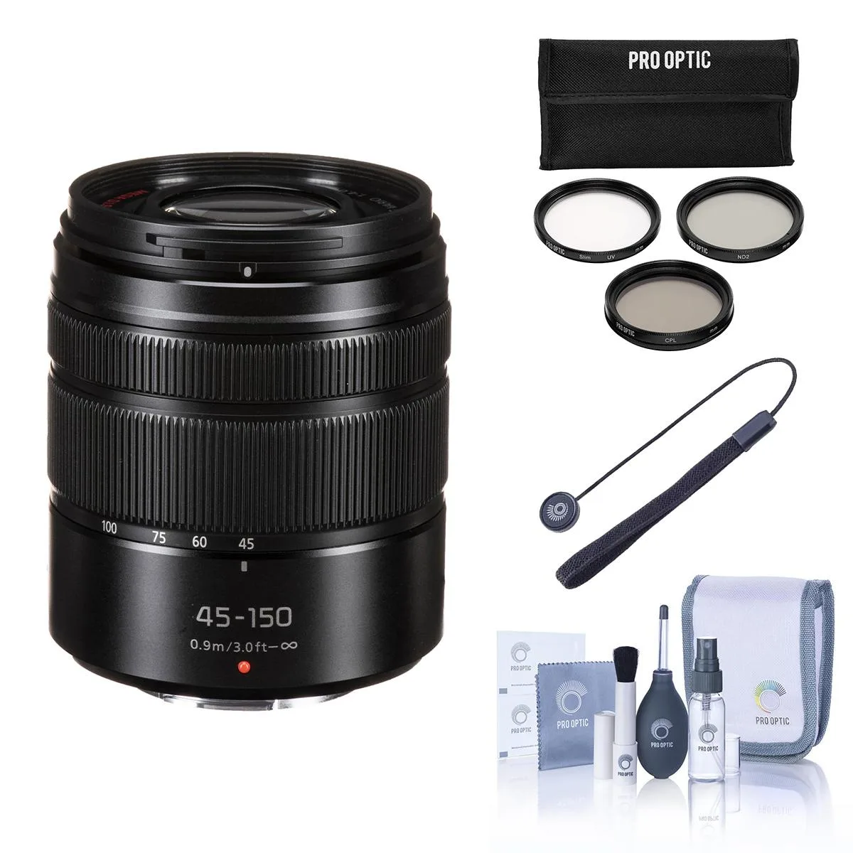 Panasonic Panasonic LUMIX G Vario 45-150mm f/4.0-5.6 Micro Four Thirds Lens, Matte Black, Bundle with 52mm Filter Kit — product photo
