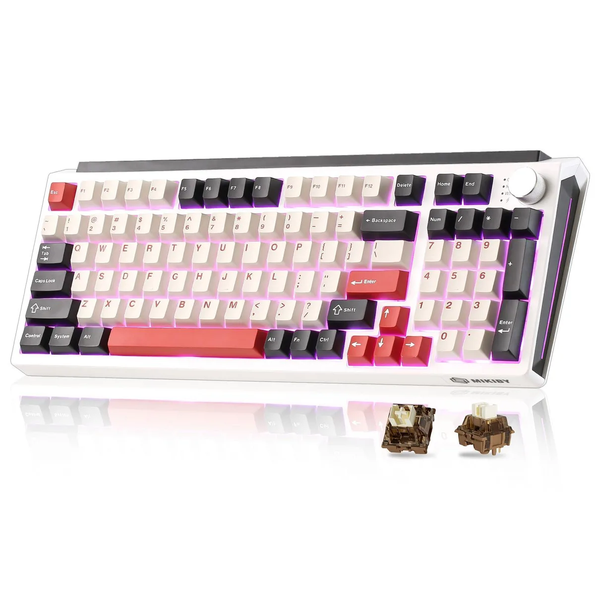 Vszerda Vszerda K98 Tri-Mode Wireless Mechanical Gaming Keyboard White Red Cocoa-V2 Switches — product photo