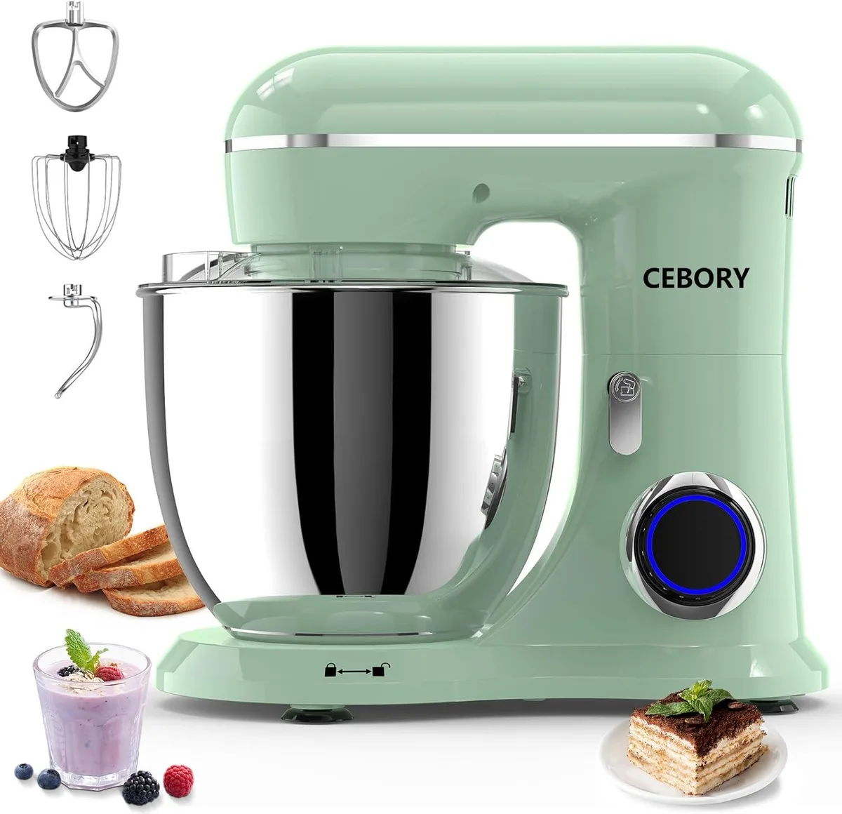 BFKK BFKK 3-in-1 Stand Mixer 6.5QT 660W 10-Speed Agave Green — product photo