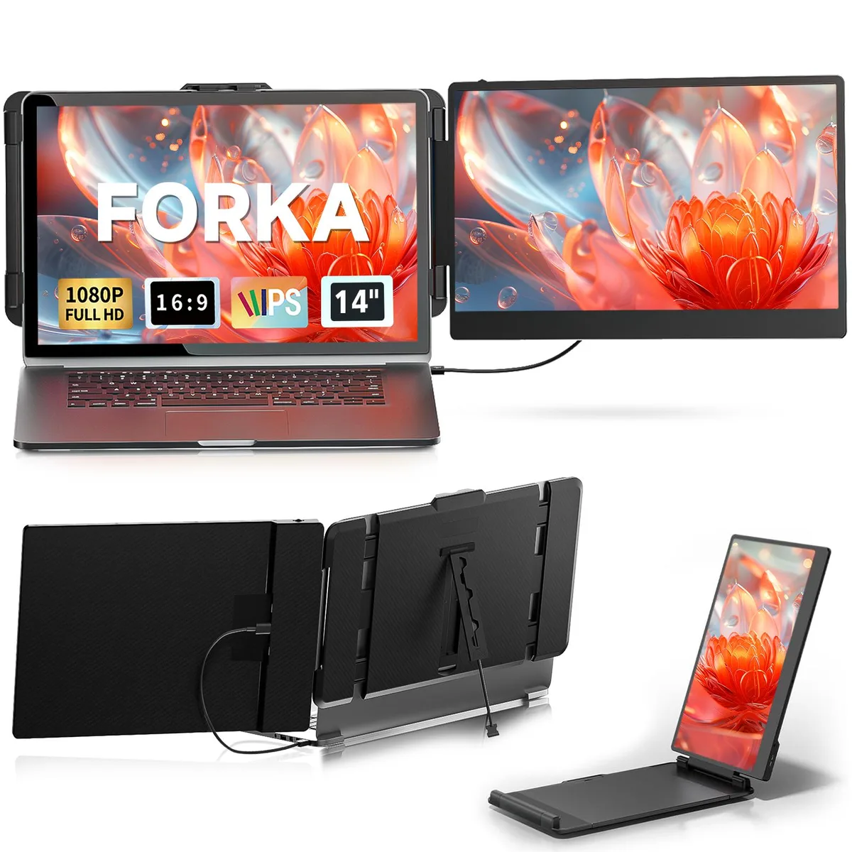 FORKA FORKA 14" Dual 1080P IPS Portable Monitor 2.11 lbs — product photo