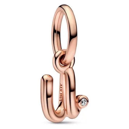 PANDORA PANDORA Letter U Script Alphabet Dangle Charm 14k Rose Gold — product photo
