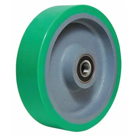 Polyurethane caster wheel, eight inch diameter, grey finish, precision ball bearing hub