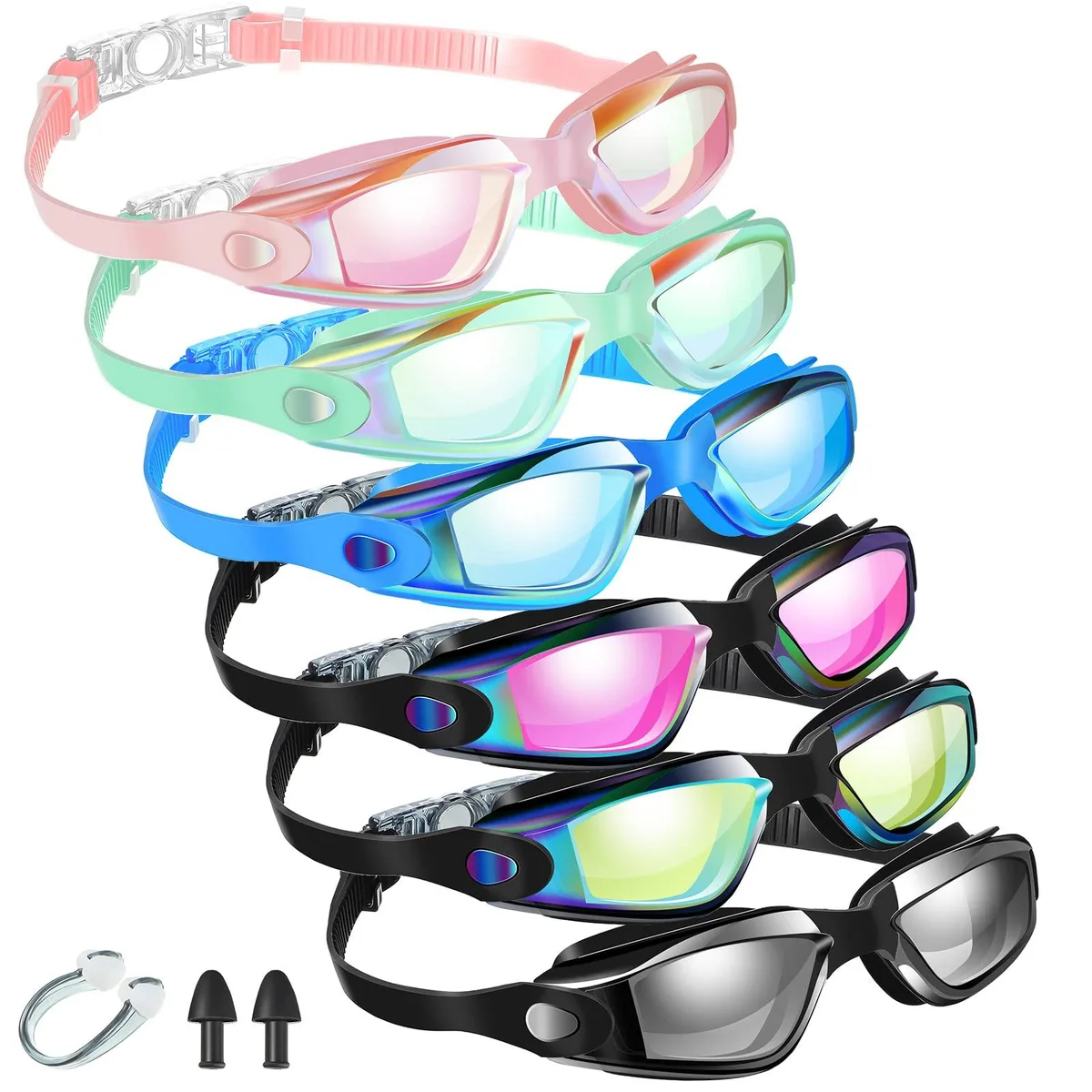  Flutesan 6 Pcs Swim Goggles Safety Goggles Unisex Clear Lens Anti-Fog 6.3 x 1.6 Inches — product photo