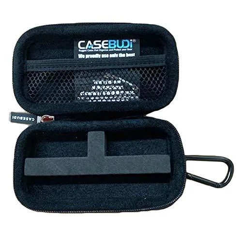 Black nylon zipper case with carabiner clip, 2x4x.75 in