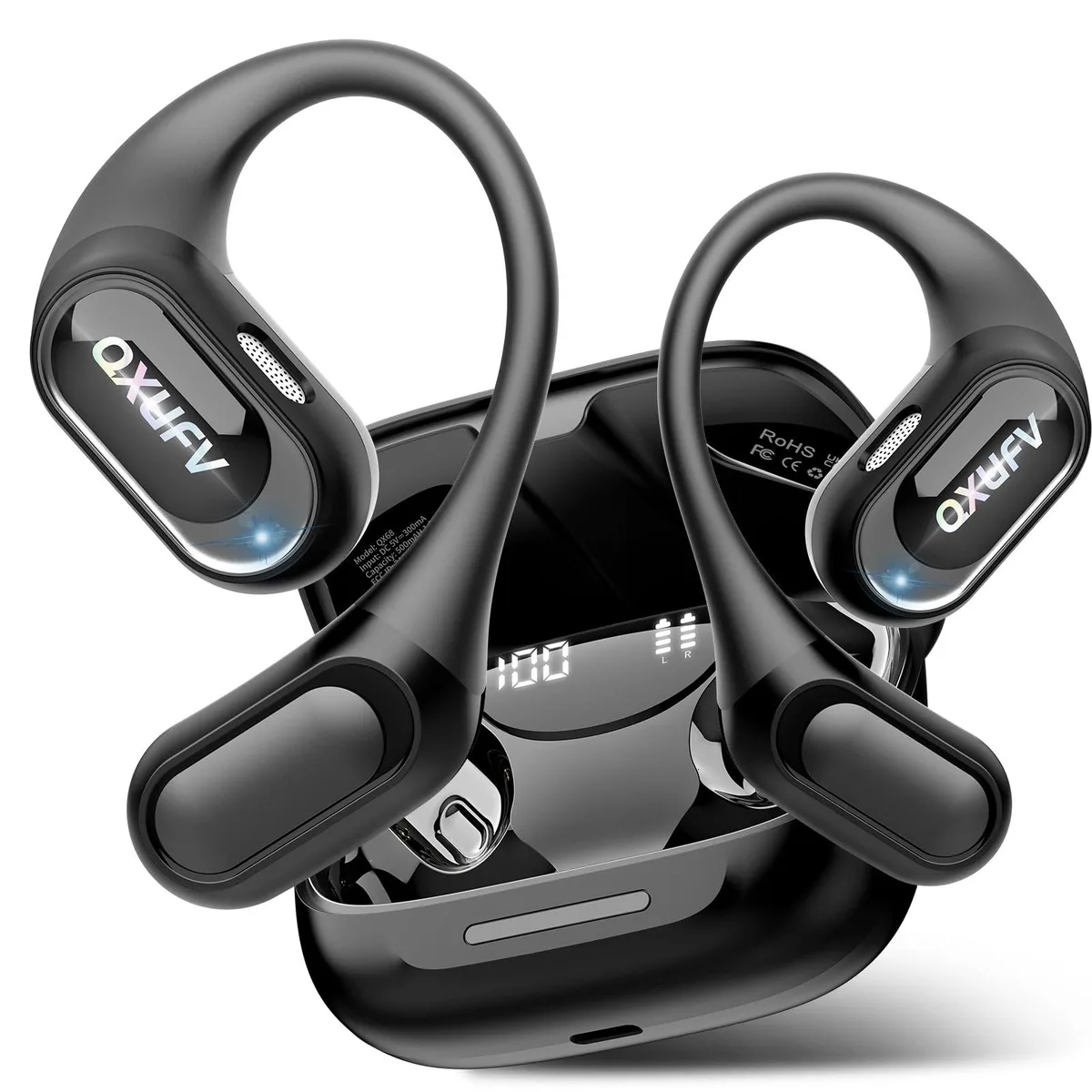 No Sew No Sew QX68 Open Ear Headphones Black 14.2mm 50h Bluetooth 5.4 — product photo