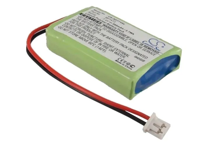 Small rectangular battery with two wire leads and a white label showing Cameron Sino branding