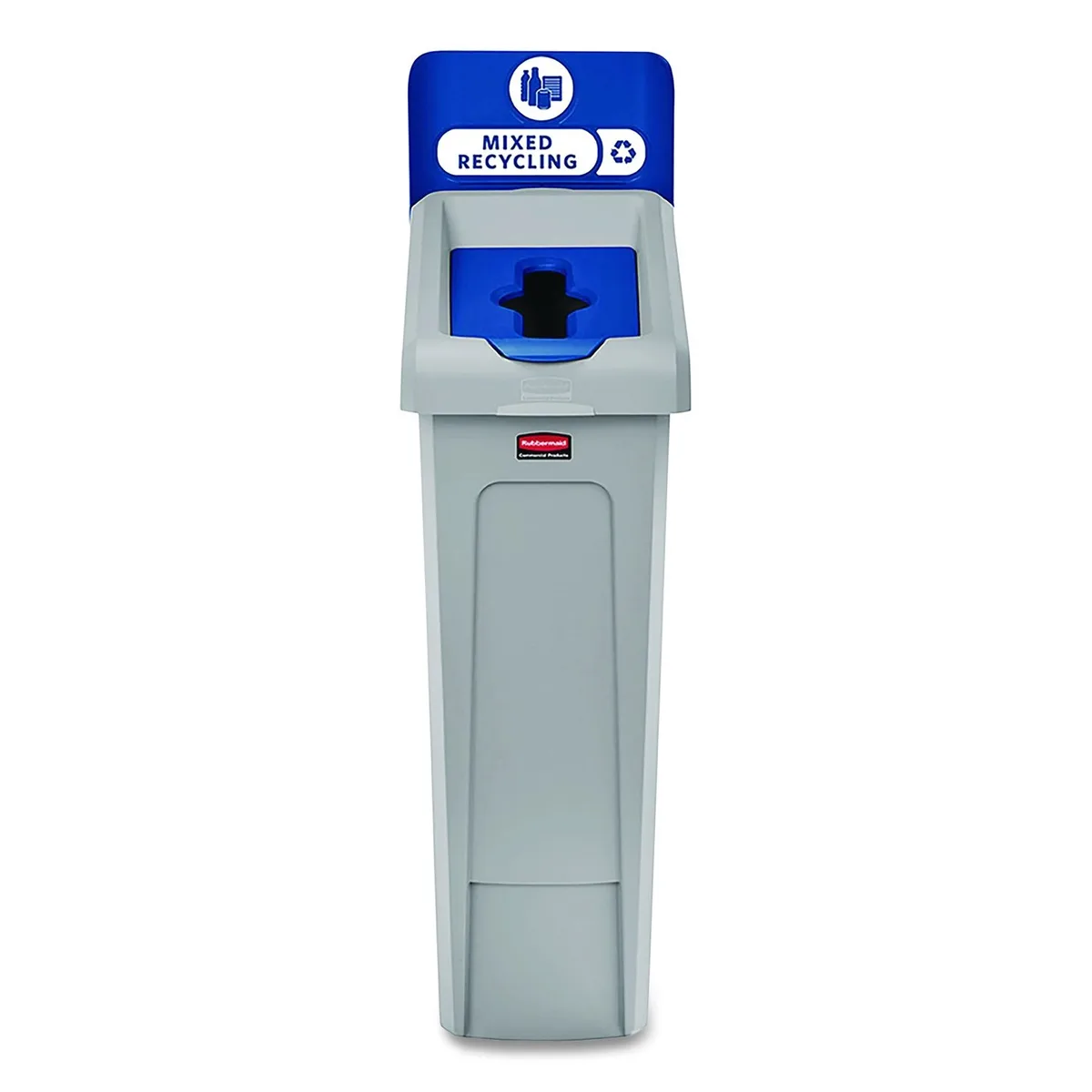 Rubbermaid Rubbermaid Slim Jim Recycling Station Kit 1-Stream Mixed Recycling 23 gal Gray/Blue — product photo