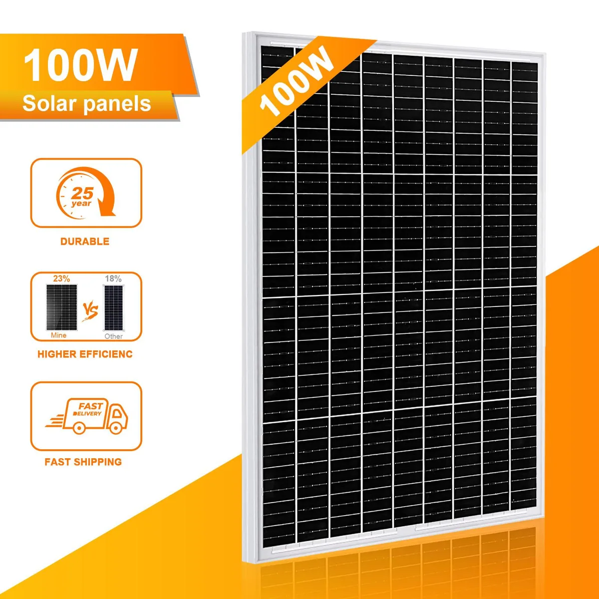 PFCTART PFCTART 100W 12V Monocrystalline Solar Panel — product photo