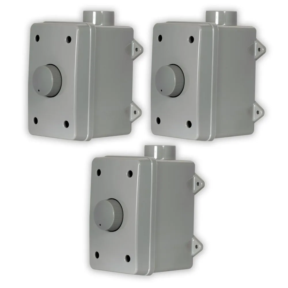 Goldwood Sound, Inc. Goldwood Sound, Inc. Acoustic Audio AAOVCD-G Outdoor Volume Controls Gray Weatherproof 3 Piece Set — product photo