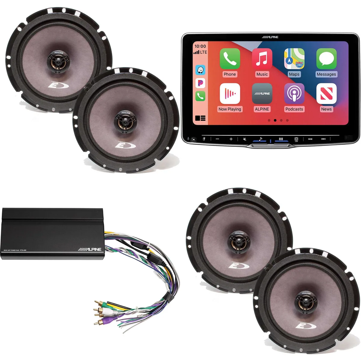 Alpine Alpine ILX-F509 Halo9 9" Receiver with 2× SXE-1726S 6.5" Coax & KTA-450 Power Pack — product photo