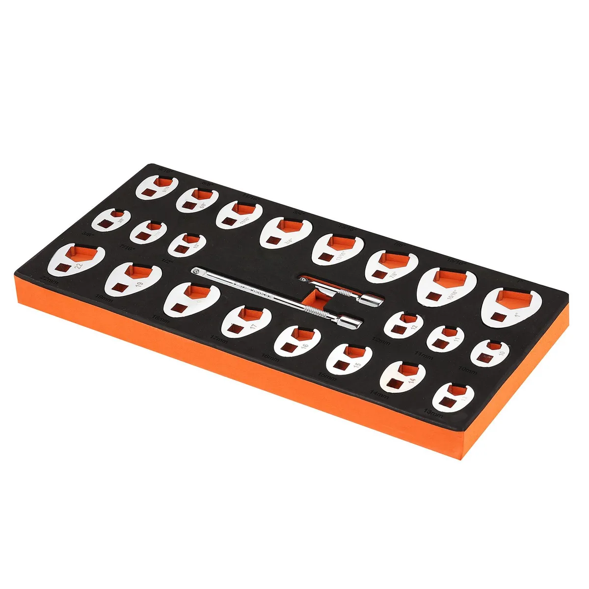 VEVOR VEVOR 24-Piece Crowfoot Wrench Set SAE 3/8-1 Metric 10-22mm CR-MO Steel with EVA Organizer — product photo