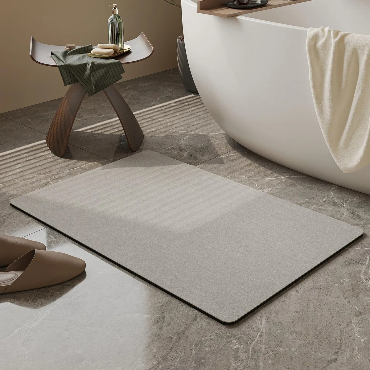 Light grey ultra-thin rectangular door mat 16 by 24 inches