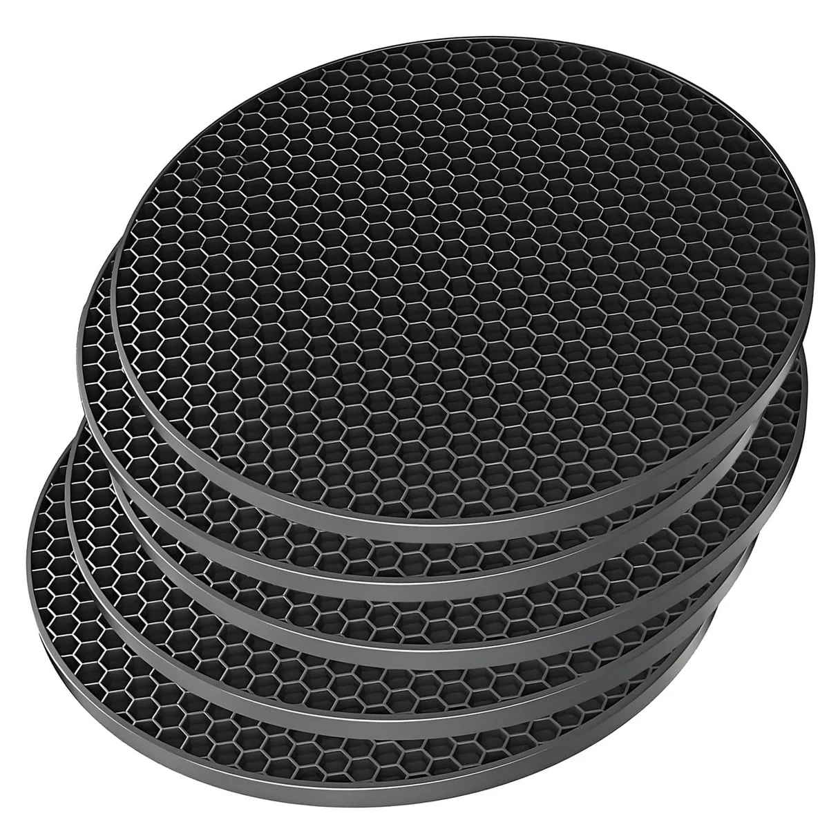  Silicone Trivet Mats 3.5-Inch 5 Pcs Black — product photo
