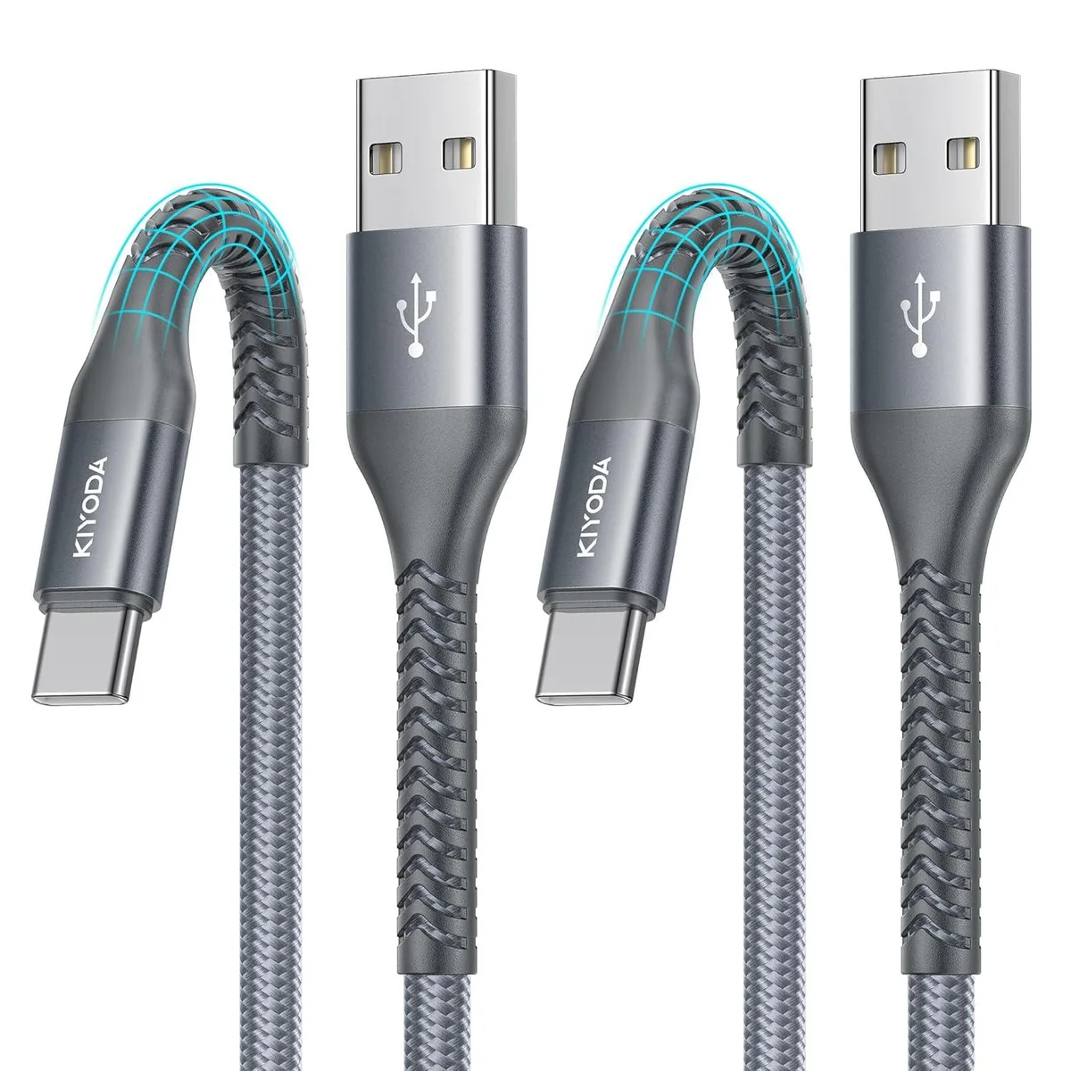 Kootion Kootion USB-A to USB-C cable 2-pack 10ft 3A 480Mbps Grey — product photo