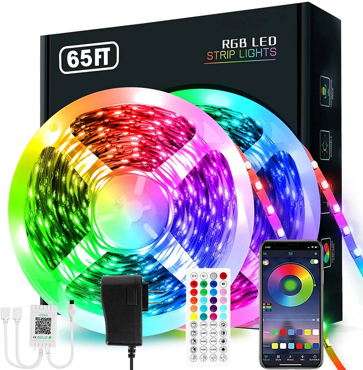 IHDAPP IHDAPP 65ft 20M LED Strip Light 44-Key Remote App Control accent lighting — product photo