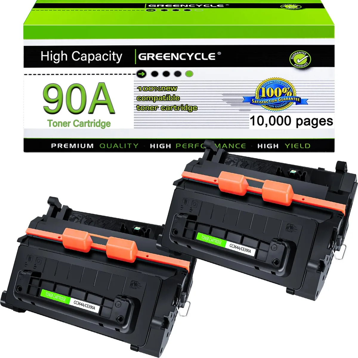 GREENCYCLE GREENCYCLE CE390A 2-Pack Black Toner Cartridge 10000 Pages — product photo