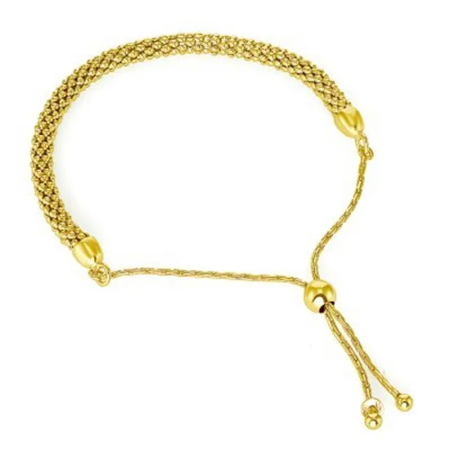 MST MST 925 Sterling Silver Popcorn Extendable Bracelet 6.9 Gold Plated — product photo